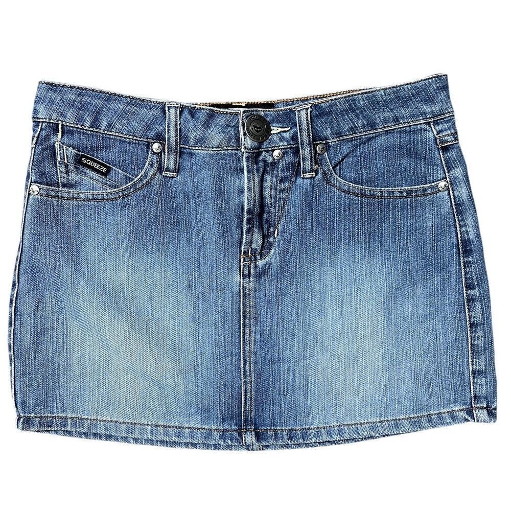 Vintage Y2K Squeeze Jeans Denim Mini Skirt Size 3/4